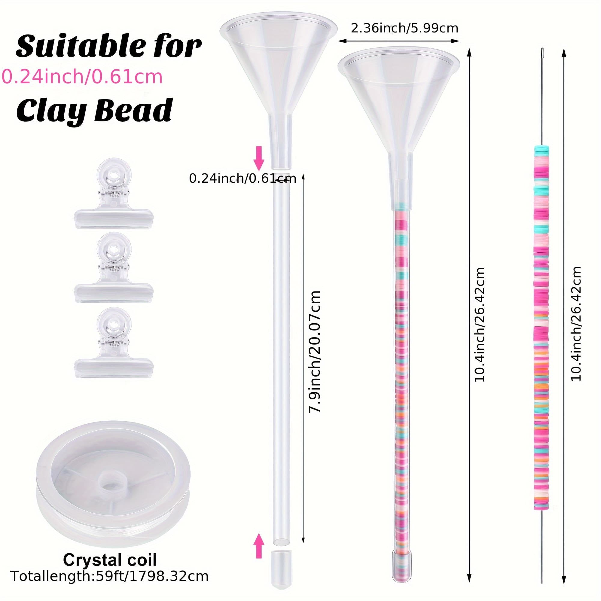 TEMU 3 Pack Beading Funnel Bracelet Making Kit- Clay Bead Beading Tools Kit- Beading Funnel Beading Needles For 0.24" Clay Beads Jewelry Making, Bracelets, Necklaces
