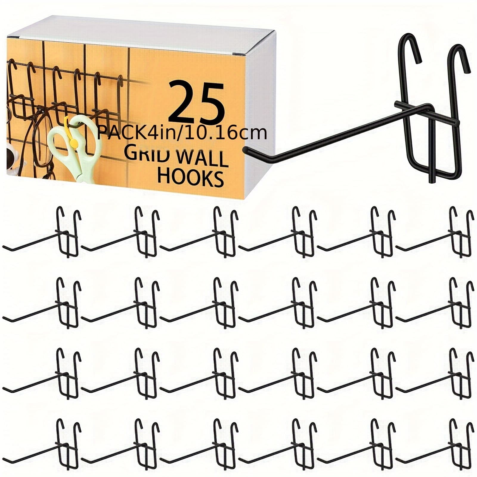 TEMU 25pcs Of Panel Hooks For Organizing Storage On Garage Walls, Suitable For Retail Displays, Craft Shows, And (in Black Color)