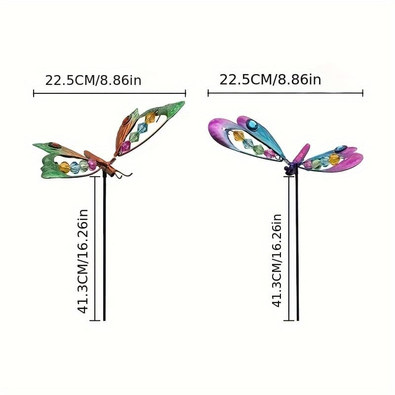 TEMU 2pcs Metal 3d Dragonfly & Decor - Outdoor/ Pole-mounted Bug Ornament With 3d, Metal Insect Sculptures For,, Balcony - Suitable For Christmas/thanksgiving/holidays