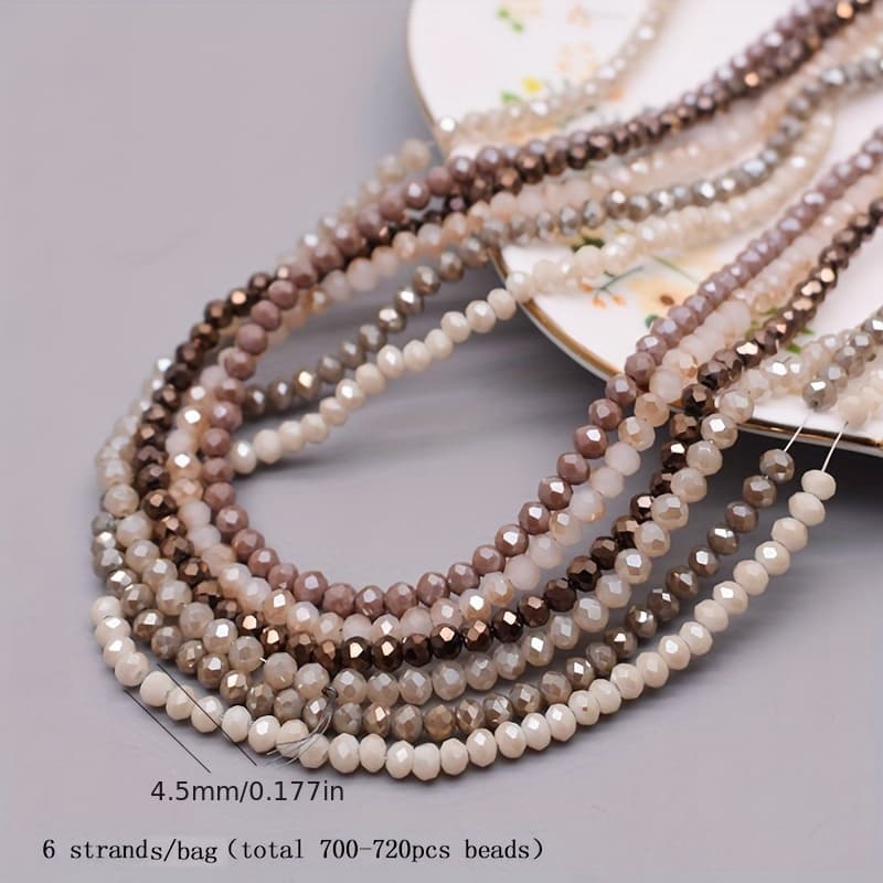 TEMU 4mm Coating Color 6 Strands/bag ( Total 700-720pcs Beads), Rondelle Glass Beads Loose Spacer Beads For Jewelry Making Additions Bracelets Necklace Made Clothing Additions