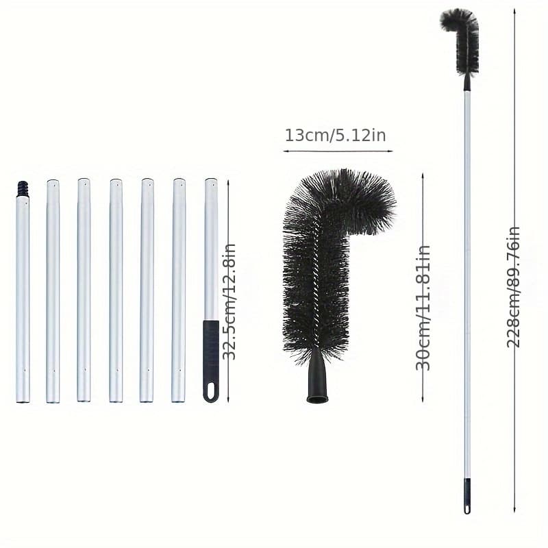 TEMU 1 Set Gutter Cleaning Tool, 7.48ft. Long Ground Gutter Cleaning Tool, Splicable Style, 7-section, Gutter Cleaner Removes Roof Leaves And (7 Tubes And 1 Black Bristle Brush Head)