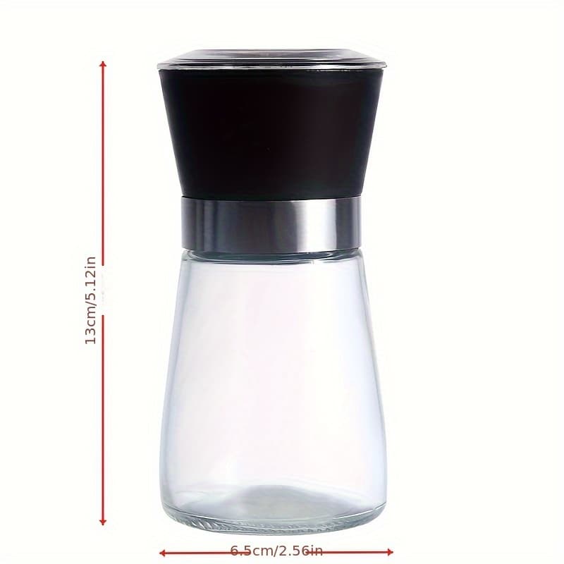 TEMU Manual Pepper Grinder - Glass Black Pepper Mill With Ergonomic Handle, Non-electric Kitchen Tool For Fresh Ground Spices, Durable & Easy To Clean Father Gift