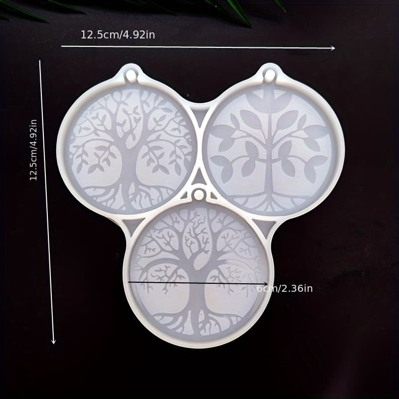 TEMU New 3in1 Life Tree Round Pendant Silicone Mold Essential Oil Pendant Life Tree Pendant Mold Life Tree Collection Back Cover Pendant