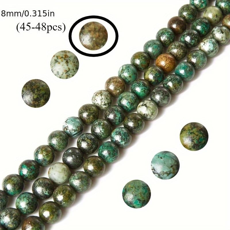 TEMU 8mm Natural African Turquoise Beads Strand With Holes For Bracelet And Necklace Making