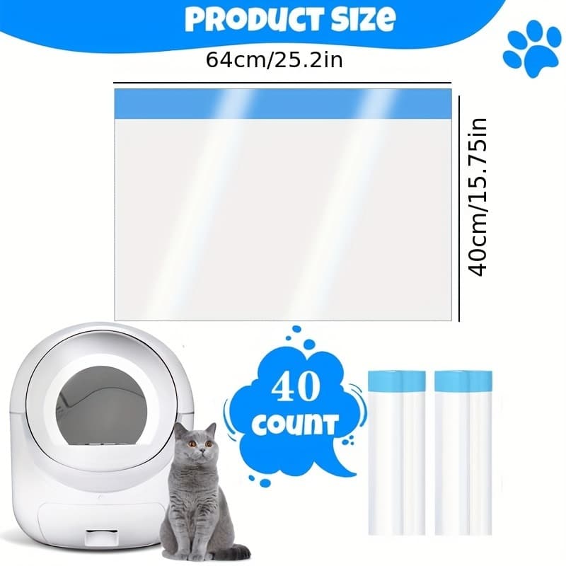 TEMU 40pcs Large Cat Litter Liners With Drawstring - Leak-proof, Tear-resistant Bags For Automatic Litter Boxes