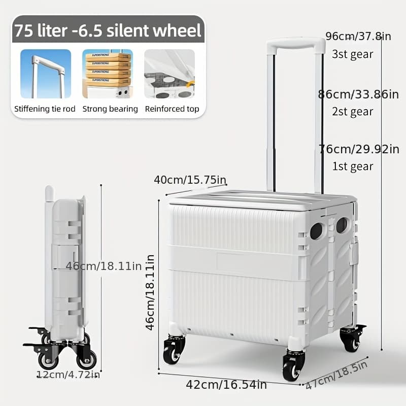 TEMU Portable Foldable Shopping Cart With Built-in Brake Wheels And Swivel Wheels, Smooth And , No , Thickened Body For Increased Load Capacity