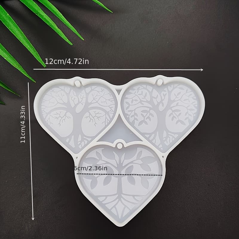 TEMU 3-in-1 Tree Of Life & Heart Pendant Silicone Mold For , Stones, And Resin Crafts