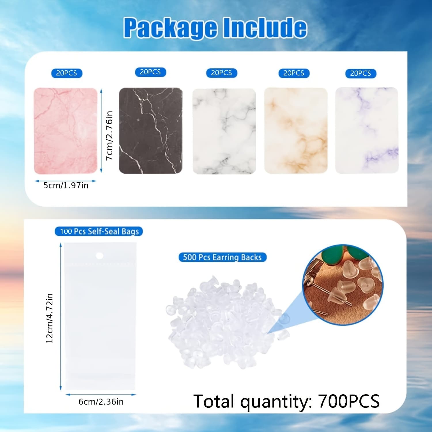 TEMU 700pcs Jewelry Display Card Kit With Earring Back Sealed Bag For Earring Packaging Supplies Diy Creative Lover Gift Accessories