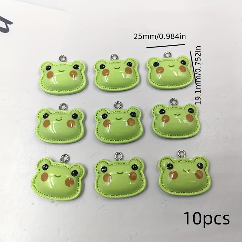 TEMU 2d Flat, 10pcs Kawaii Frog Charms Flatback Pendants Glossy Animal Resin Handmade Charm Jewlery Making Findings Diy Earrings Craft
