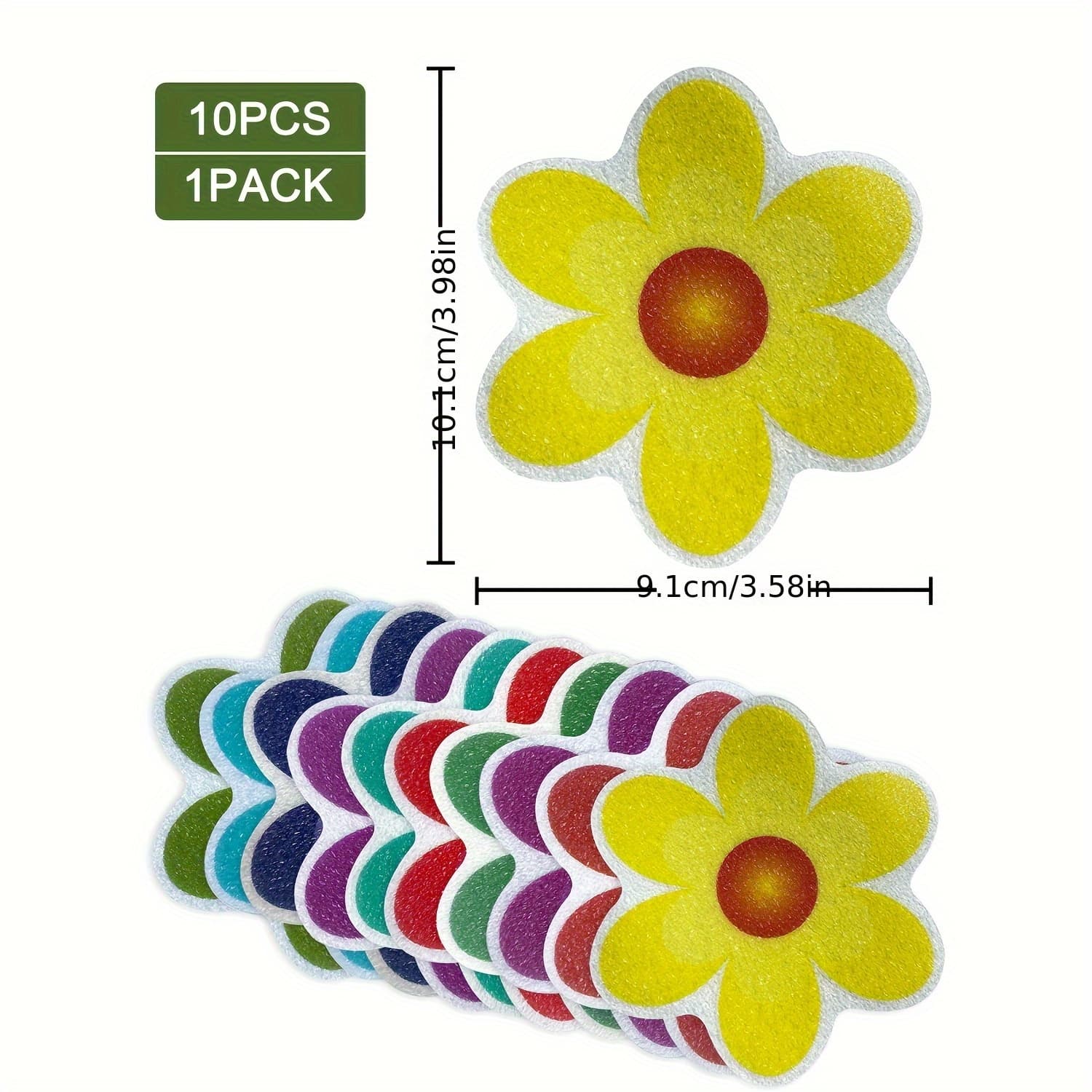TEMU 10sheets And Strong Adhesive Colored Flower Self-adhesive Anti Slip Stickers, Bathroom Bathtub Floor Anti Slip Stickers