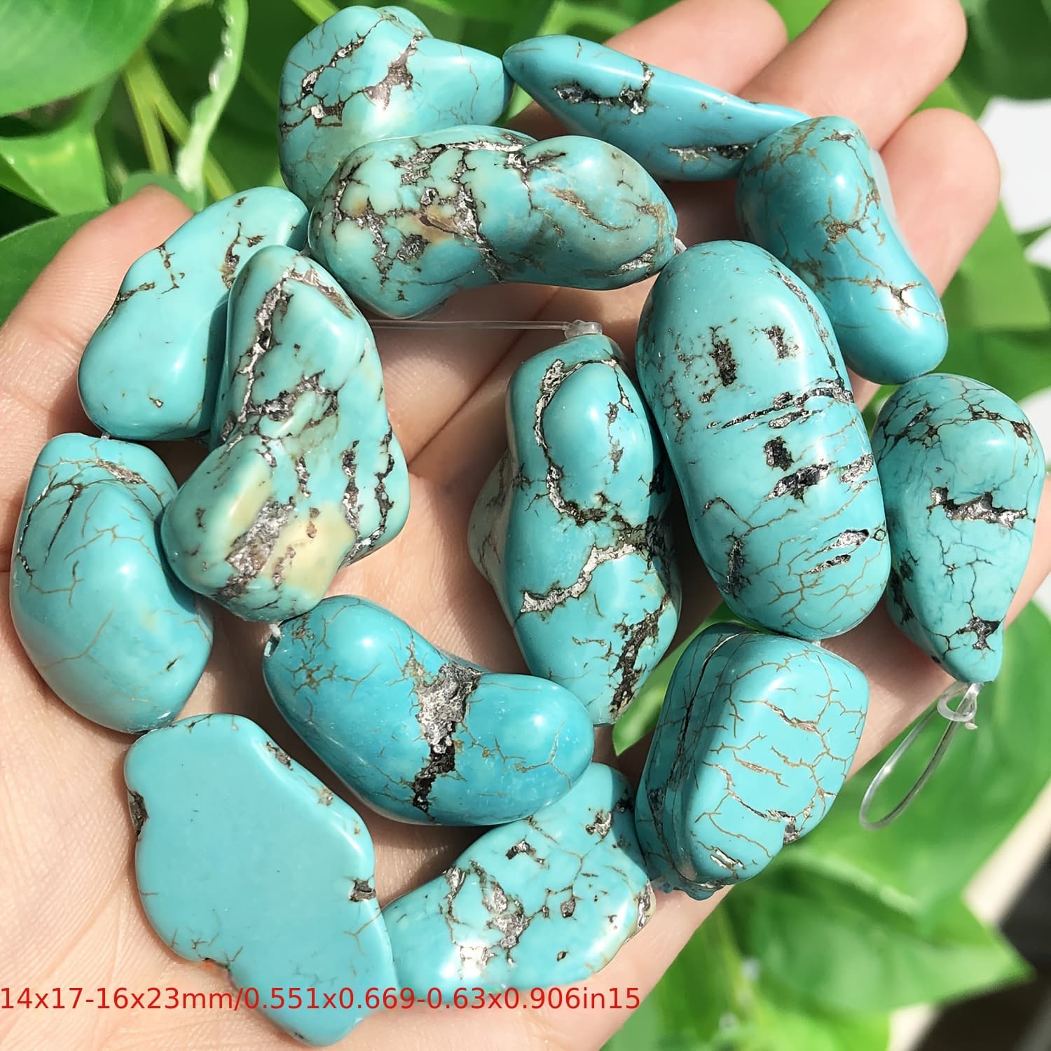 TEMU 14x17-16x23mm Natural Stone Irregular Blue Turquoise Big Unique Loose Spacer Beads For Jewelry Making Diy Gorgeous Bracelets Necklace Earrings For Women Gifts