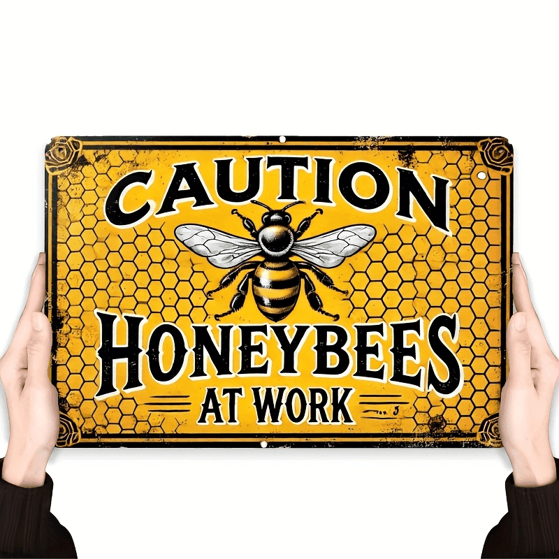 TEMU Funny Metal Signs With Multicolor Motivational Quotehoney Bees Design