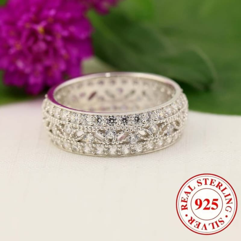 TEMU 5 Sizes From, 925 Sterling Silver With A Sparkling And Gorgeous Hollow Out Women's Ring Suitable For Parties, Banquets, Engagements, Jewelry, 's Day Gifts