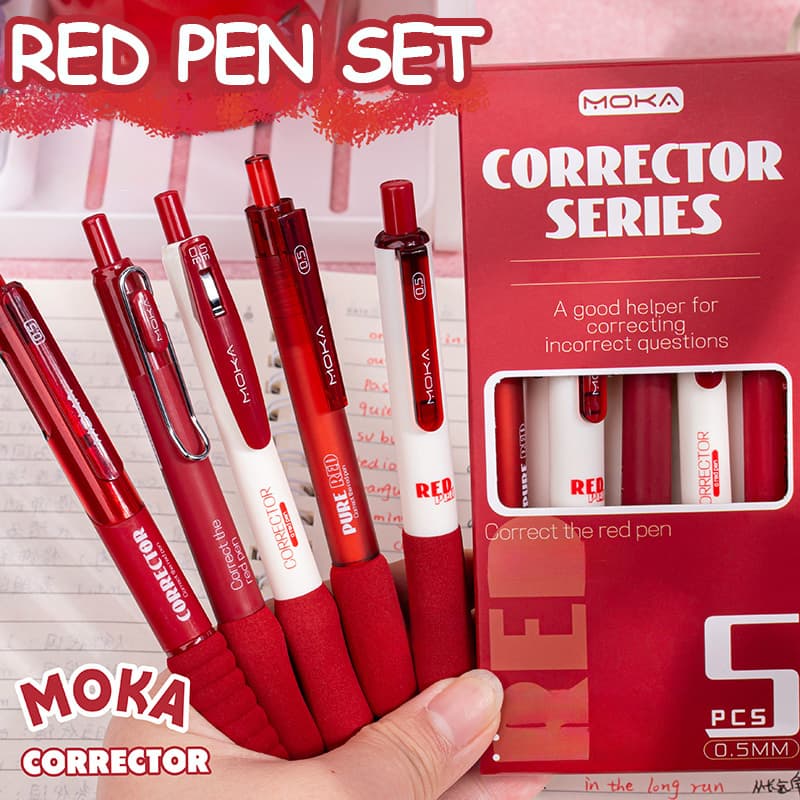 TEMU Quick Pens, 5pcs 0.5mm Fine Point, Red Ink Smooth Writing, Office & School Supplies, Cute Gifts For Women