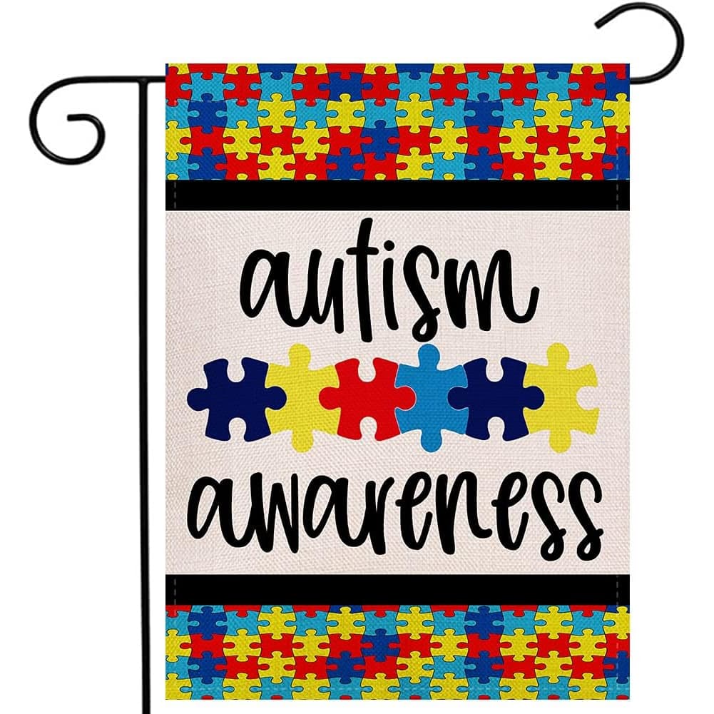 TEMU 2d Flat, Autism Awareness Garden Flag 12 X 18inch Vertical Double-sided Puzzle Pattern Inspirational Support Yard Outdoor Decoration Flag2d Flat Printhing, 2d Flat