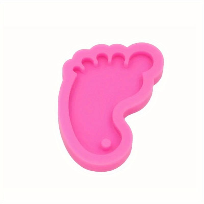 TEMU Chic Footprint Keychain Silicone Mold - Epoxy Resin Casting For Decorative Jewelry Pendants & Crafts