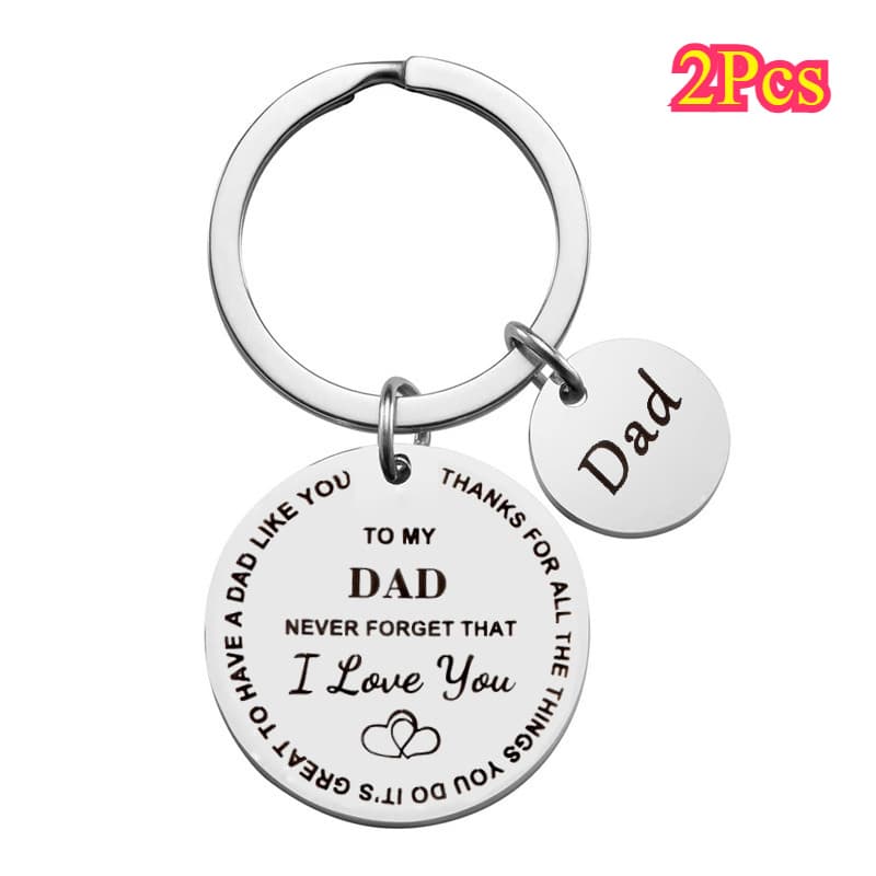 TEMU 2pcs Stainless Steel Keychain For Dad - Engraved "to " & "i Love You" Round Design, Or Christmas Gift For Him, Dad Gift Item | Engraved Accessory | Durable Keychain, Fathers Day Gift For Women