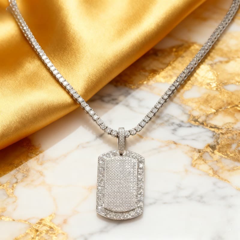 TEMU 26mm * 38mm -shaped Pendant Necklace, Unisex, Vvs1 Round Cut , Hip-hop Style Necklace, Adjustable Length, Niche Fashion Jewelry, Suitable For Parties Or Daily Wear, A