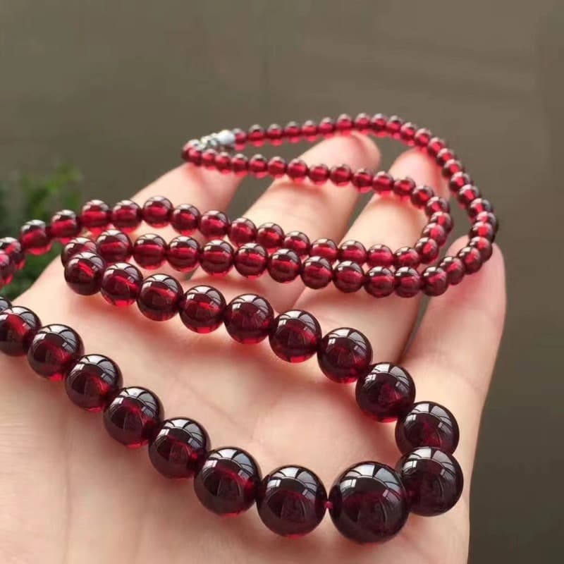 TEMU Natural Garnet Bead Necklace - Suitable For , Retro Minimalist Unisex Jewelry With Natural Stone Beads, No Plating For Daily Wear, Casual Or Dressy Outfits, For Everyday Use