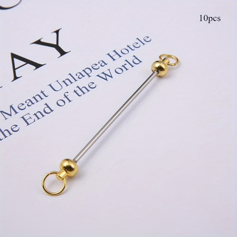 TEMU 10pcs Beadable Keychains Diy Set, Metal Blank Keychains Bars Beaded Keychain Making Kit, Keychain Making Supplies For Diy Gift Craft Accessories