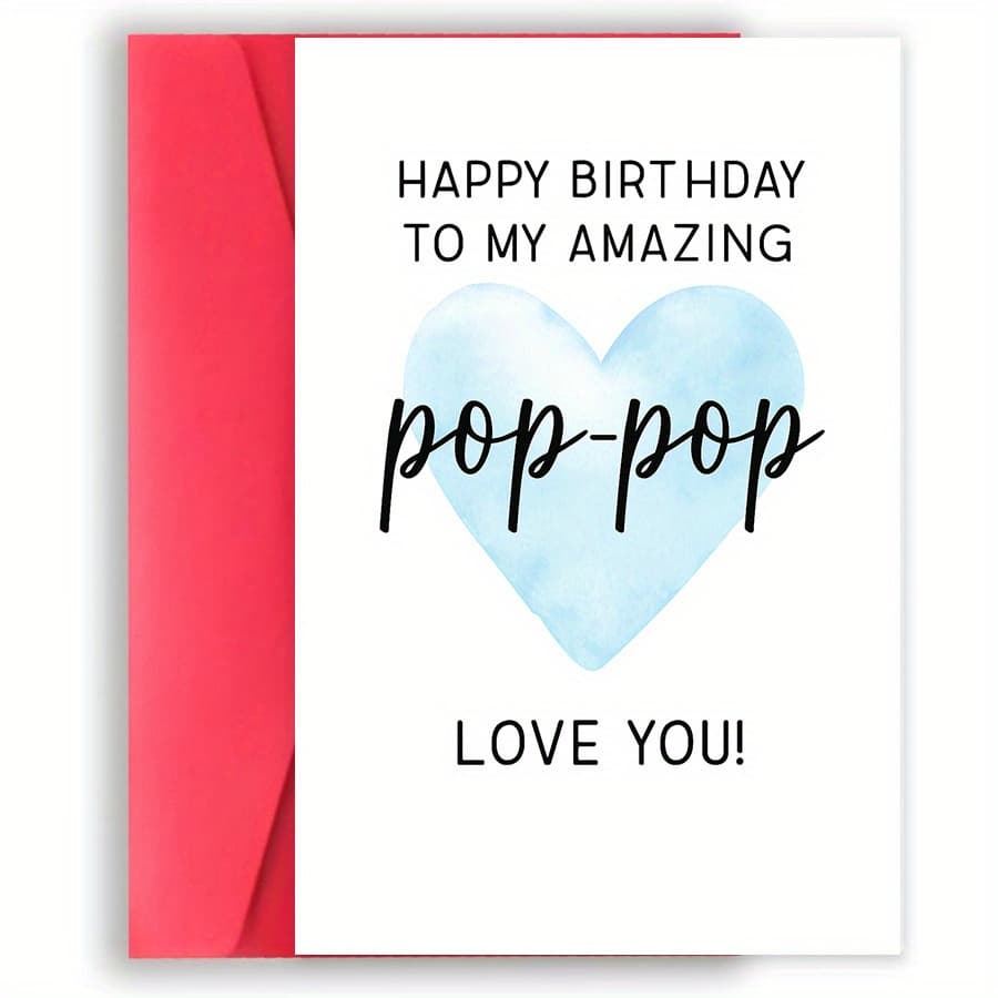 TEMU 1pc Happy Birthday Greeting Card With - "happy Birthday To Love You!" Message, Durable Paper, Ideal For Grandparents' Birthday Celebrations, , Birthday Cards