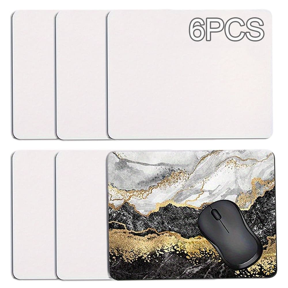 TEMU 6pcs Sublimation Mouse Pad, Blank Mouse Pad Sublimation Blanks Mousepad For Sublimation Transfer Heat Press Printing Crafts, Non-slip Rubber Base, For Art & Craft Projects, Crafting Supplies