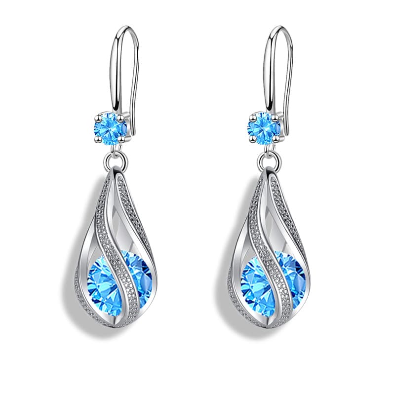 TEMU 1 Pair Silvery Color Tear Drop Dangle Hollow Earrings White Aqua Pink Floral Spiral Earrings Jewelry
