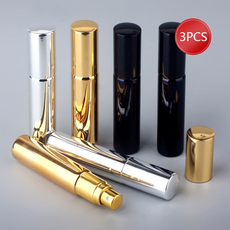 TEMU 3pcs/lot 10ml Portable Glass Refillable Perfume Bottle With Aluminum Atomizer Spray Bottles Sample Empty Containers