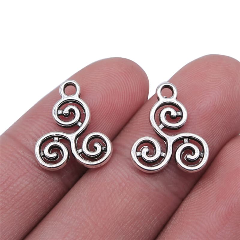 TEMU 20pcs Antique Silvery Knot Triple Spiral Charms Pendants Jewelry Making Accessories