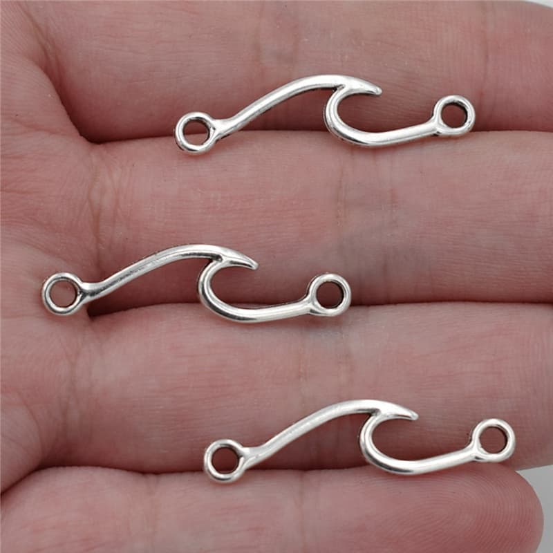 TEMU 20pcs Antique Silvery Beach Ocean Wave Charms - Alloy Jewelry Findings For Bracelets, Anklets, Necklaces | Seashell & With Holes For Easy Crafting