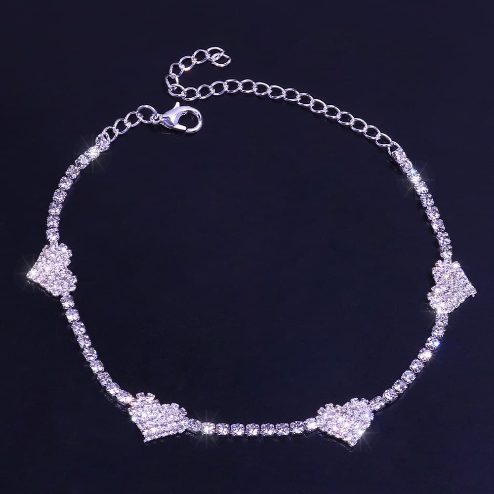 TEMU Fashionable Trendy Accessory Claw Chain -drill Heart Anklet