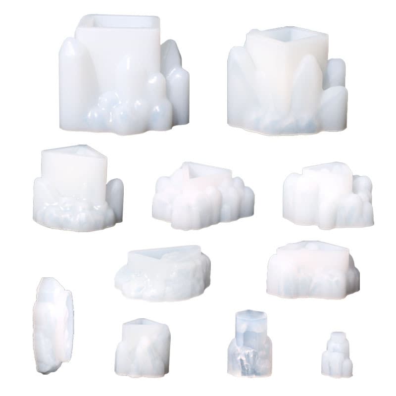 TEMU 11pcs Cluster Silicone Resin Mold Growing Quartz Rock Epoxy Silicone Casting Molds For Polymer Clay Decoration, 3d Diy Making Handmade Display Crafts, Make Valentine's Day Gifts