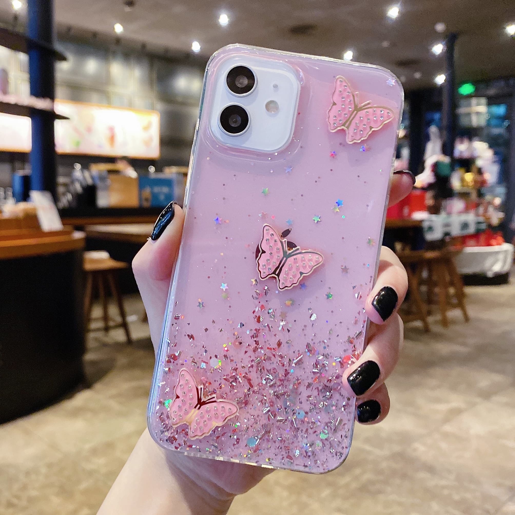 TEMU Phone Case: The Starry Sky Flashing Phone Soft Case For Iphone 11 11promax 12 12pro 12promax 13 13pro 13promax 14 14plus 14pro 14promax Luxury Phone Case Protection Back Cover