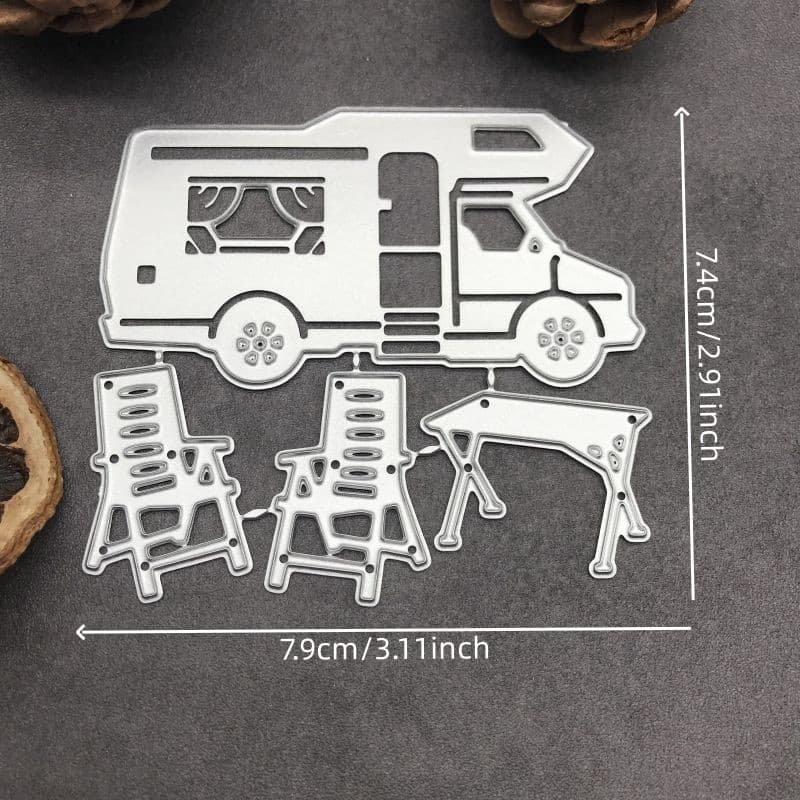 TEMU Camping Car Tables And Chairs Metal Cutting Dies Stencils For Scrapbooking Decorative Embossing Handcraft Die Cutting Template