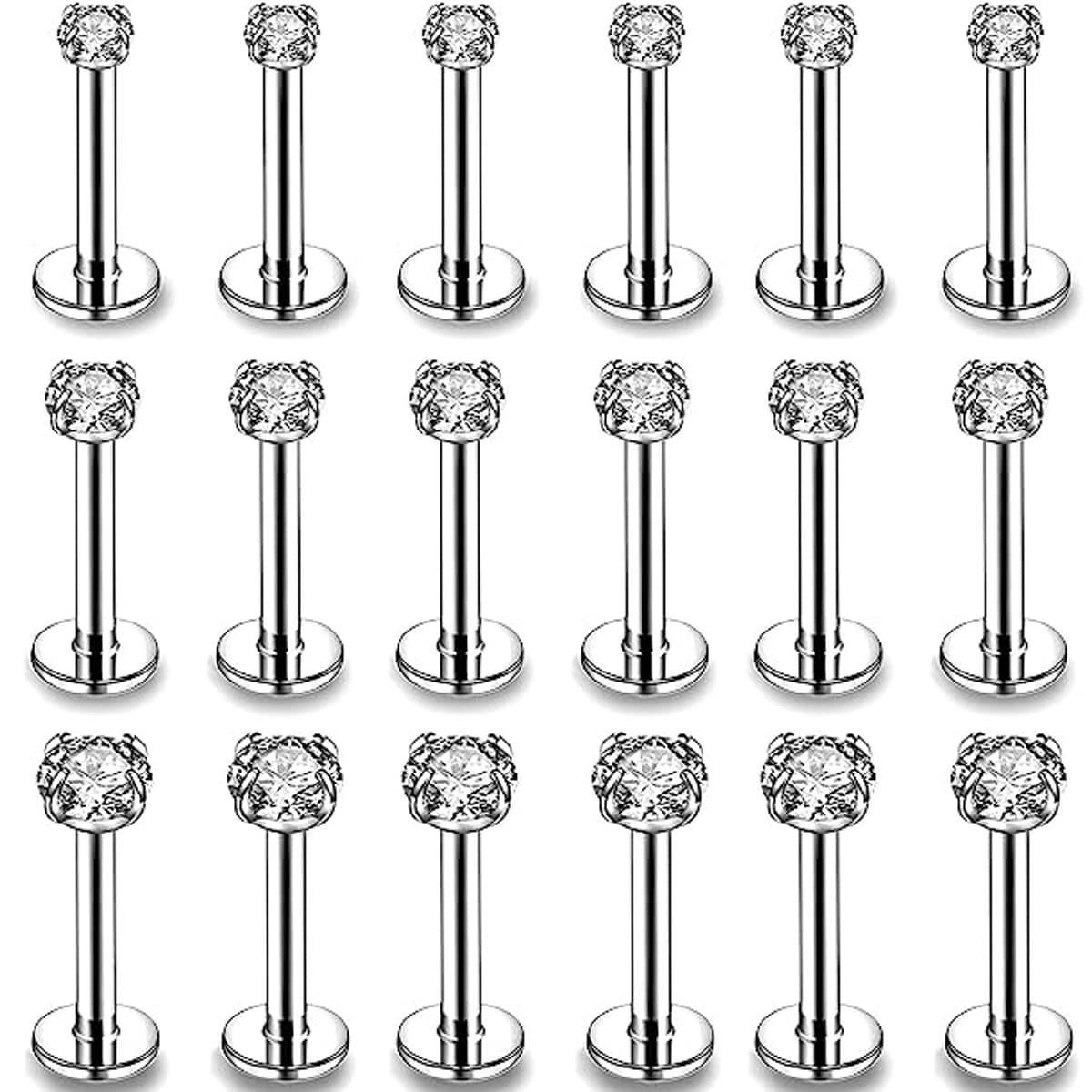 TEMU 18pcs 16g Lip Rings, Stainless Steel Medusa Piercing Jewelry 2mm 3mm 4mm Earring Piercing Jewelry For Women Men