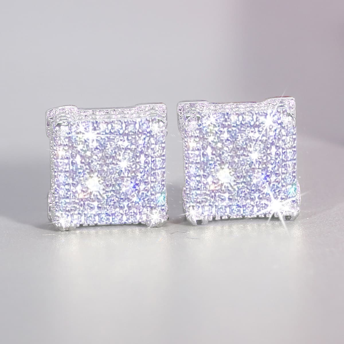 TEMU Cubic Synthetic Cubic Zirconiaia Stud Earrings Men's Women Elegant Fashion Stud Accessories Basic Stud Earrings Valentine's Day Gift Christmas Gift