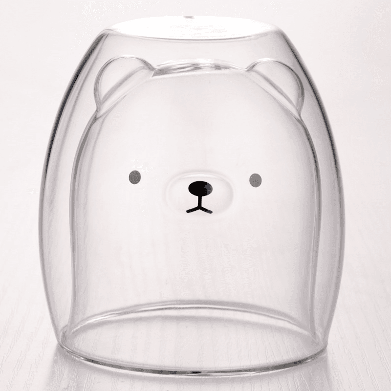 TEMU Creative Cute Bear Double-layer Coffee Mug Double Glass Cup Cartoon Animal Milk Glass Gift Christmas Gift 201-300ml