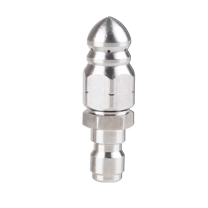 TEMU Sewer Pipe Dredging Stainless Steel High Pressure Nozzle 1/4 Front 1 Rear 6 Water Rat Head 5000psi