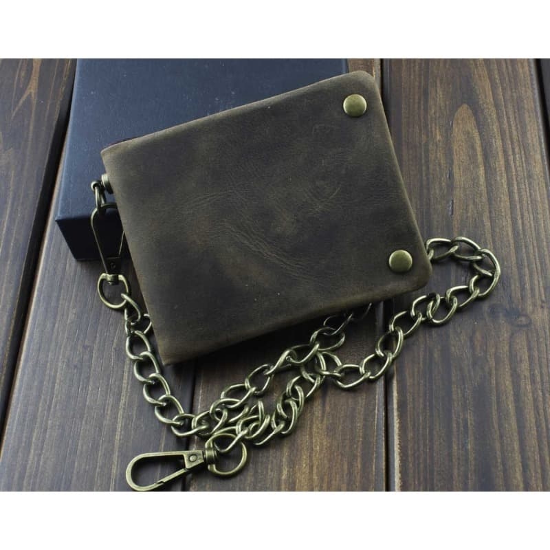 TEMU Tow Brass Snap Button Men Biker Cilp Wallet With Chain