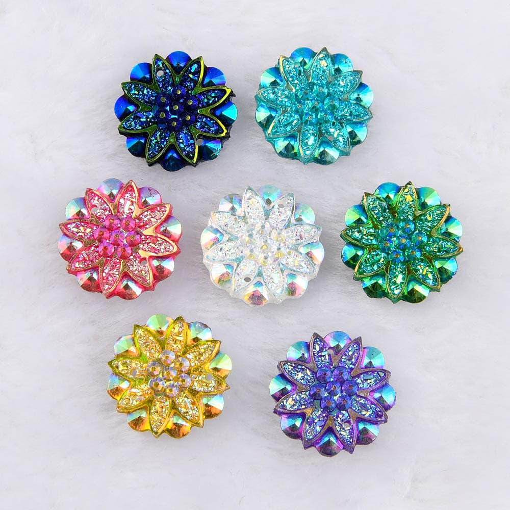 TEMU 14pcs 1.9cm/0.75in Ab Colors Flatback Resin Cabochons Flower For Bracelet Earrings Accessories Jewelry Making Setting Bezel Tray Pendant Charms Handmade Diy Random Colors