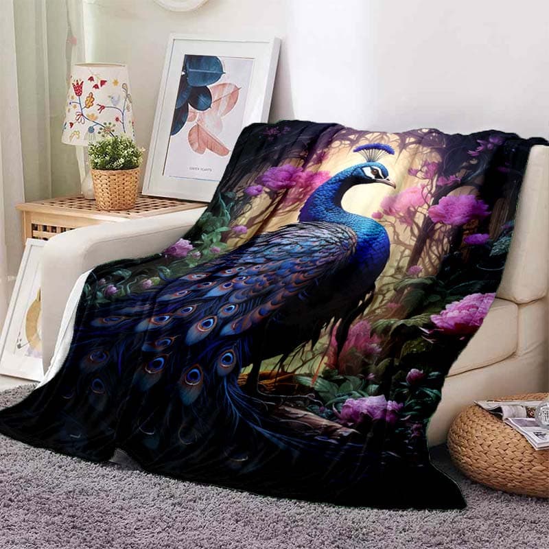 TEMU Vintage Flannel Throw Blanket - Perfect For Sofa, Bed, Travel, Camping | Tear-resistant, , Digital Printing, Office, Chair, Fantasy Theme, Style