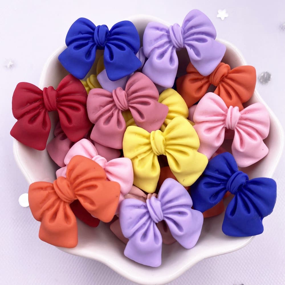 TEMU 2d Flat - 10pcs Mixed Resin Colorful Painted Cartoon Bowknot Flat Back Stone Figurines Bow Decor Jewelry Making Parts Craft Supplies