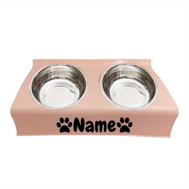 TEMU Personalized Dog Bowl Premium Stainless Steel Double Bowl Pet Feeder & Water Dispenser - Perfect For !