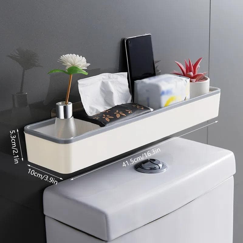 TEMU Bathroom Shelves Toilet Storage Cabinet Rack Wall Hanging Punch Free Multifunctional White Bathroom Storage Rack Organizer