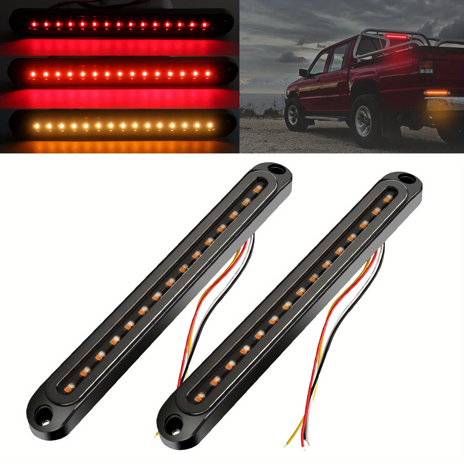 TEMU Set Of 2 Smoked -inch Led Side Light Bars For Vehicles, Featuring Sequential Turn , Suitable For Pickup Trucks And Utvs, Without Battery