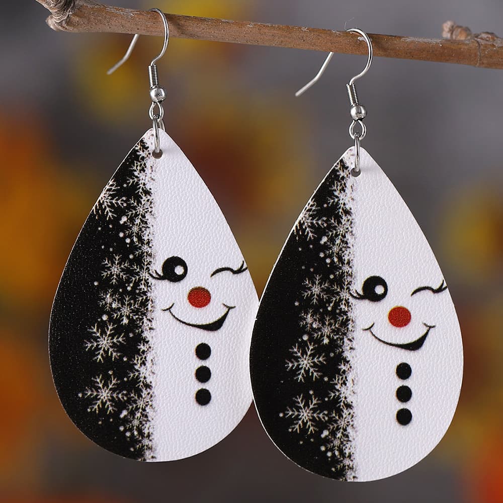 TEMU Classic Holiday Earrings - Stylish Snowman And Snowflake Double-sided Teardrop Dangle Earrings For Women - And Retro Christmas Additions For Parties, Celebrations, And Everyday Wear, Perfect Gift