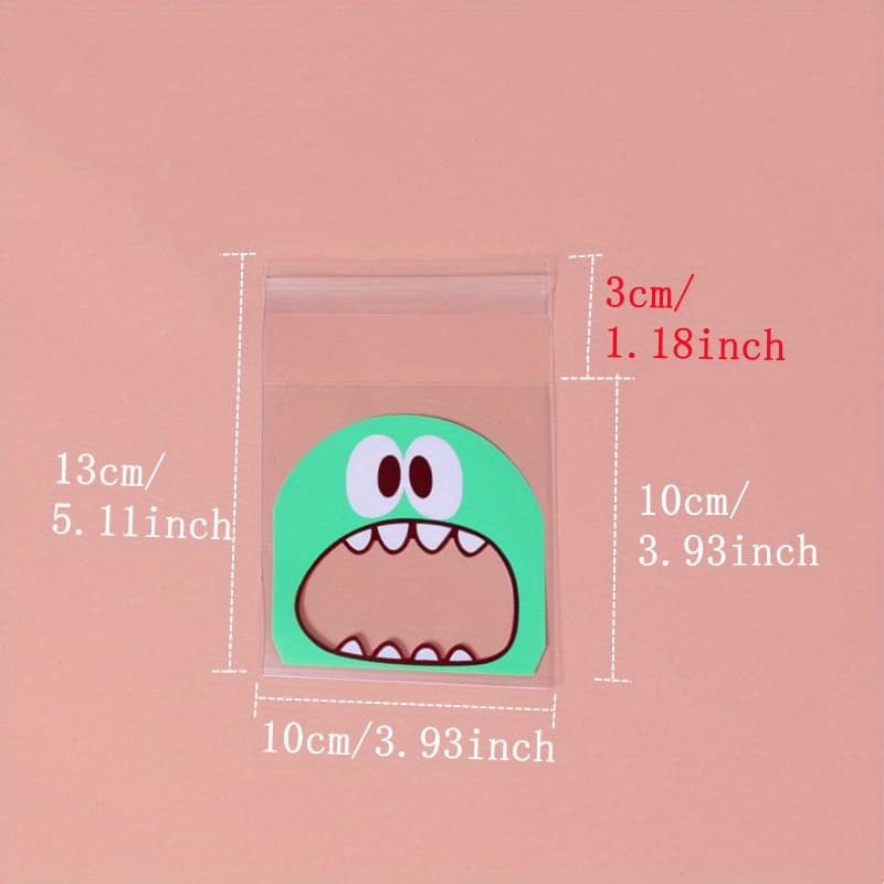 TEMU 100pcs Large Mouth Self-adhesive Joy Face Opp Bags, Glass Paper Bags, Self-adhesive Sealed Bags, Transparent Bags, Opp Plastic Party Bags