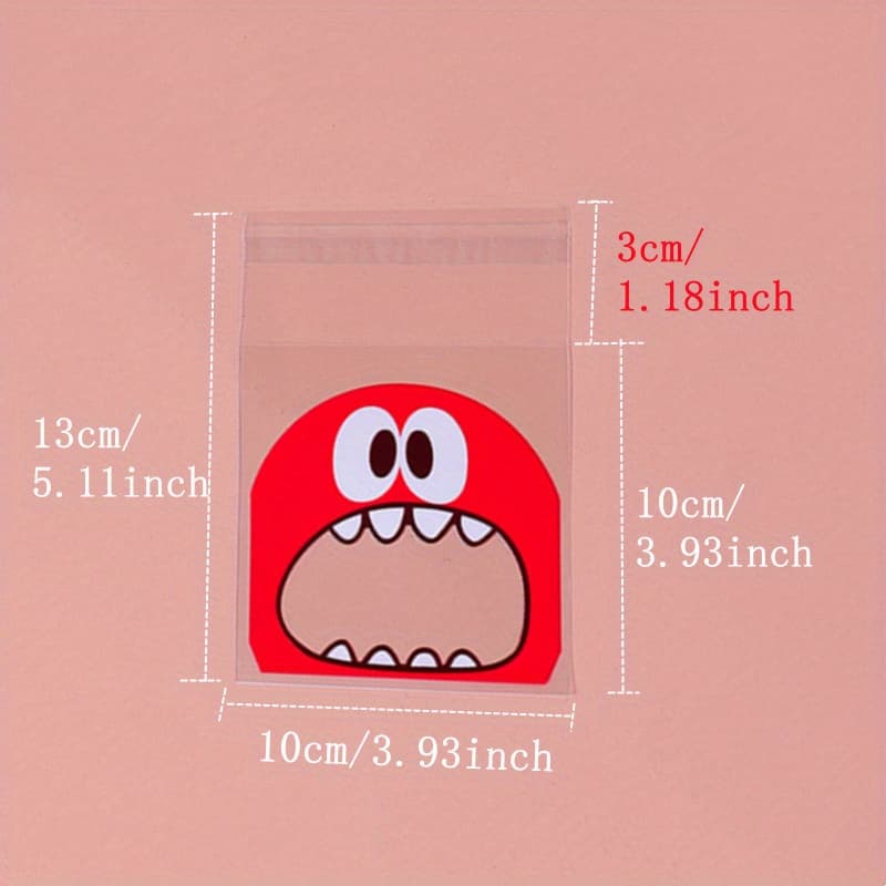 TEMU 100pcs Large Mouth Self-adhesive Joy Face Opp Bags, Glass Paper Bags, Self-adhesive Sealed Bags, Transparent Bags, Opp Plastic Party Bags