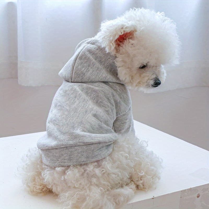 TEMU Light Board Sweatshirt - Light Gray - Pet Clothes Autumn Winter Warm Casual Hooded Sweater Universal For Small To Medium Dogs Outdoor Wear