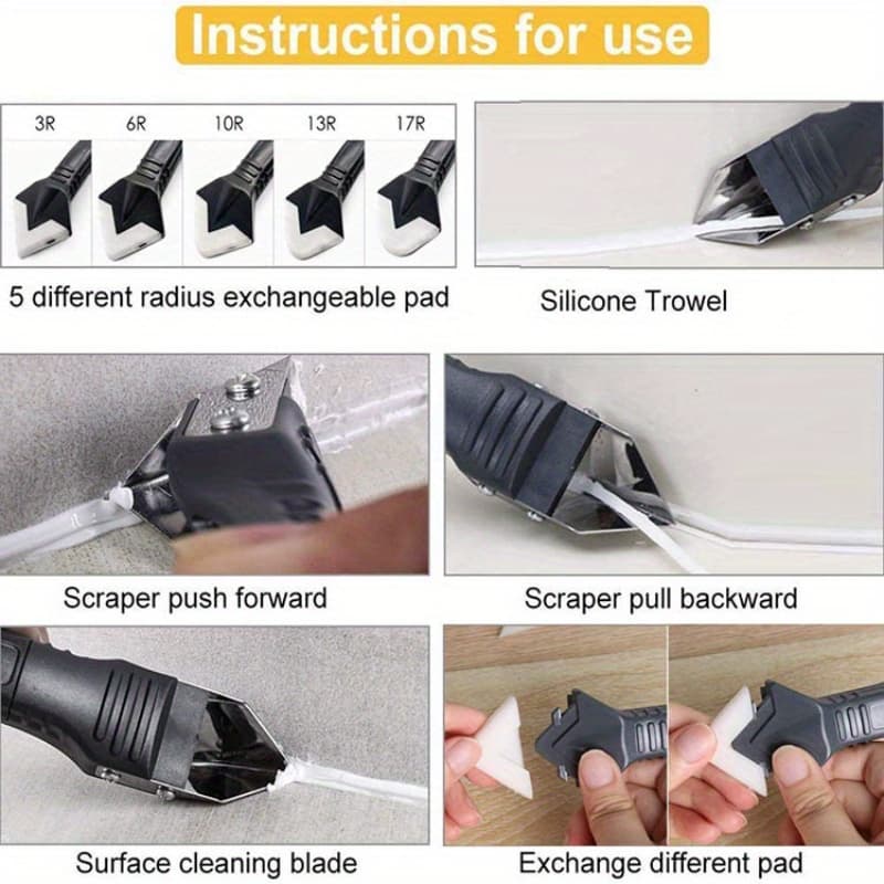 TEMU 3-in-1 Sealing Tool Suitable For Sealing, Cleaning, And Glue, Durable Plastic Handle For , Ergonomic Sealing Tool, Durable Plastic Handle